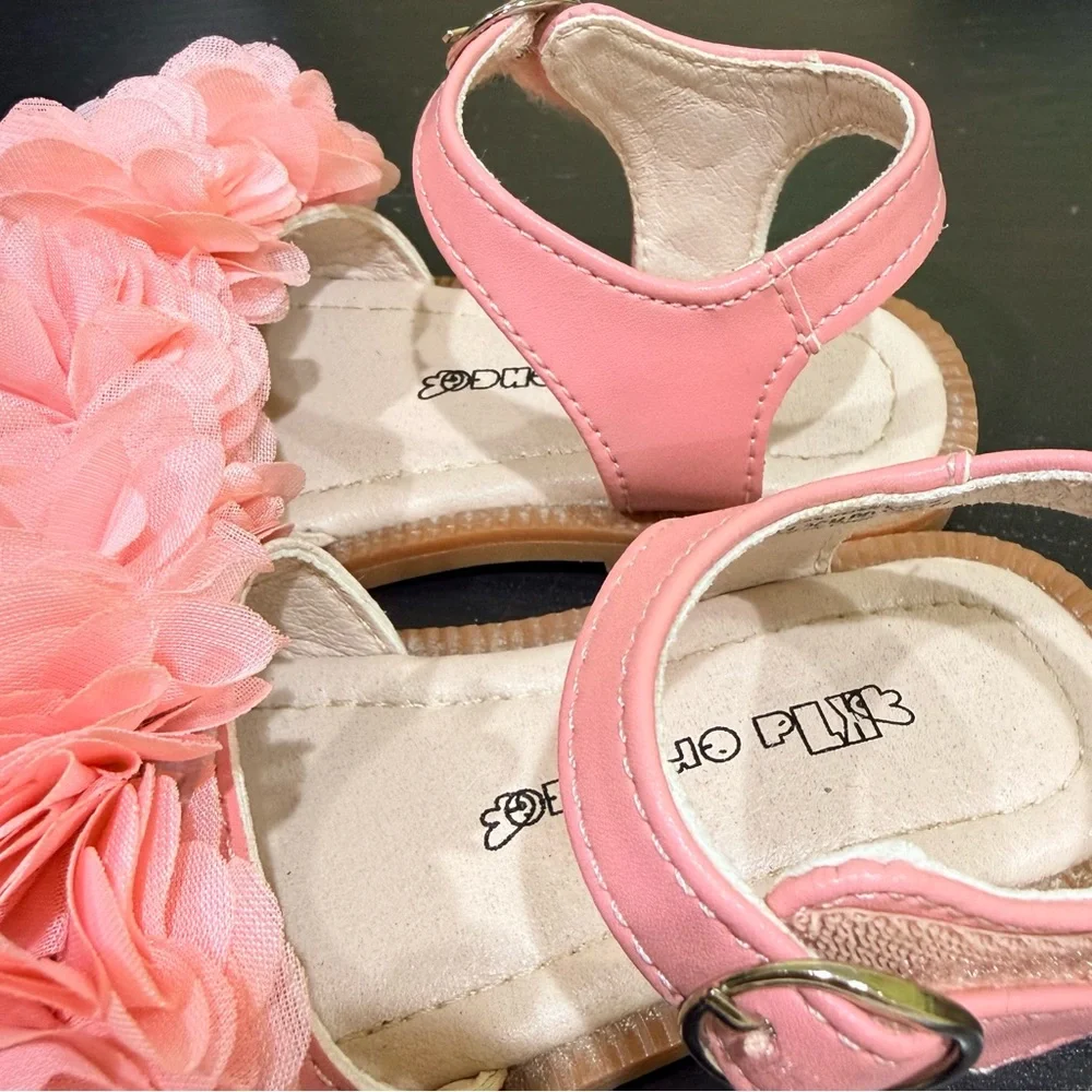 Girls Pink Floral Strap Sandals